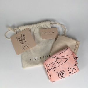 Lark & Ives Hair Scarf Set Pink Tan NEW